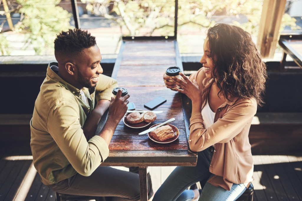 Couple enjoying coffee